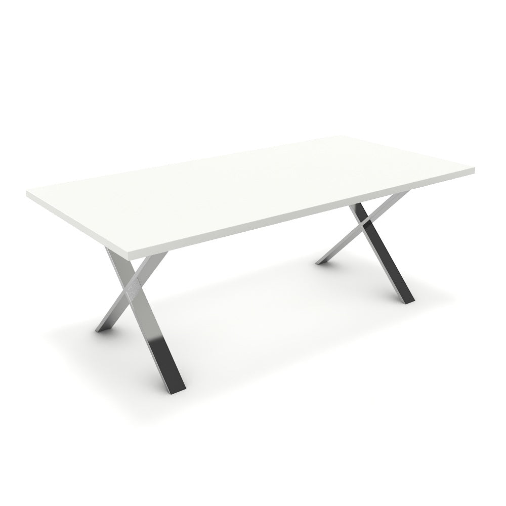 Étkezőasztal - Préma króm lábbal - Alpesi fehér, méret: 200x100