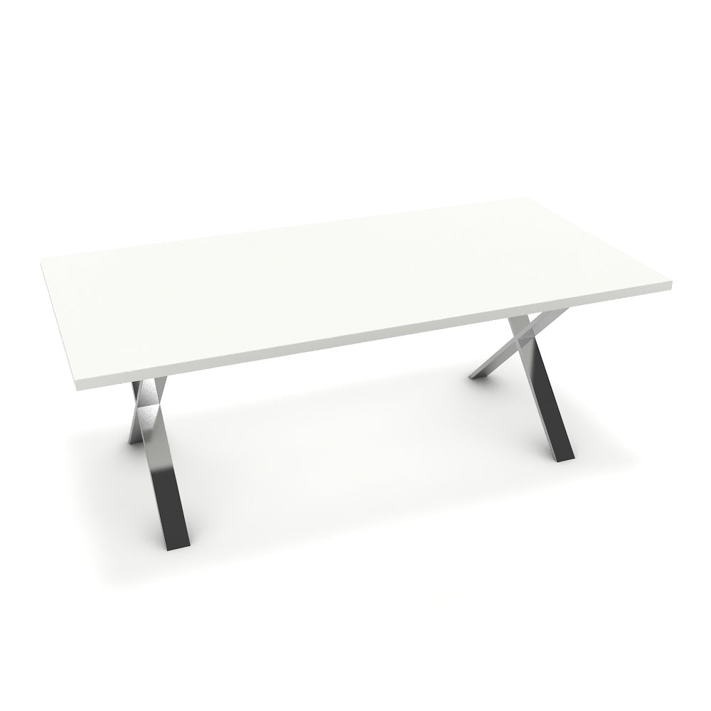 Étkezőasztal - Préma króm lábbal - Alpesi fehér, méret: 200x100