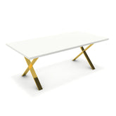 Étkezőasztal - Préma arany lábbal - Alpesi fehér, méret: 200x100