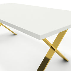 Étkezőasztal - Préma arany lábbal - Alpesi fehér, méret: 200x100