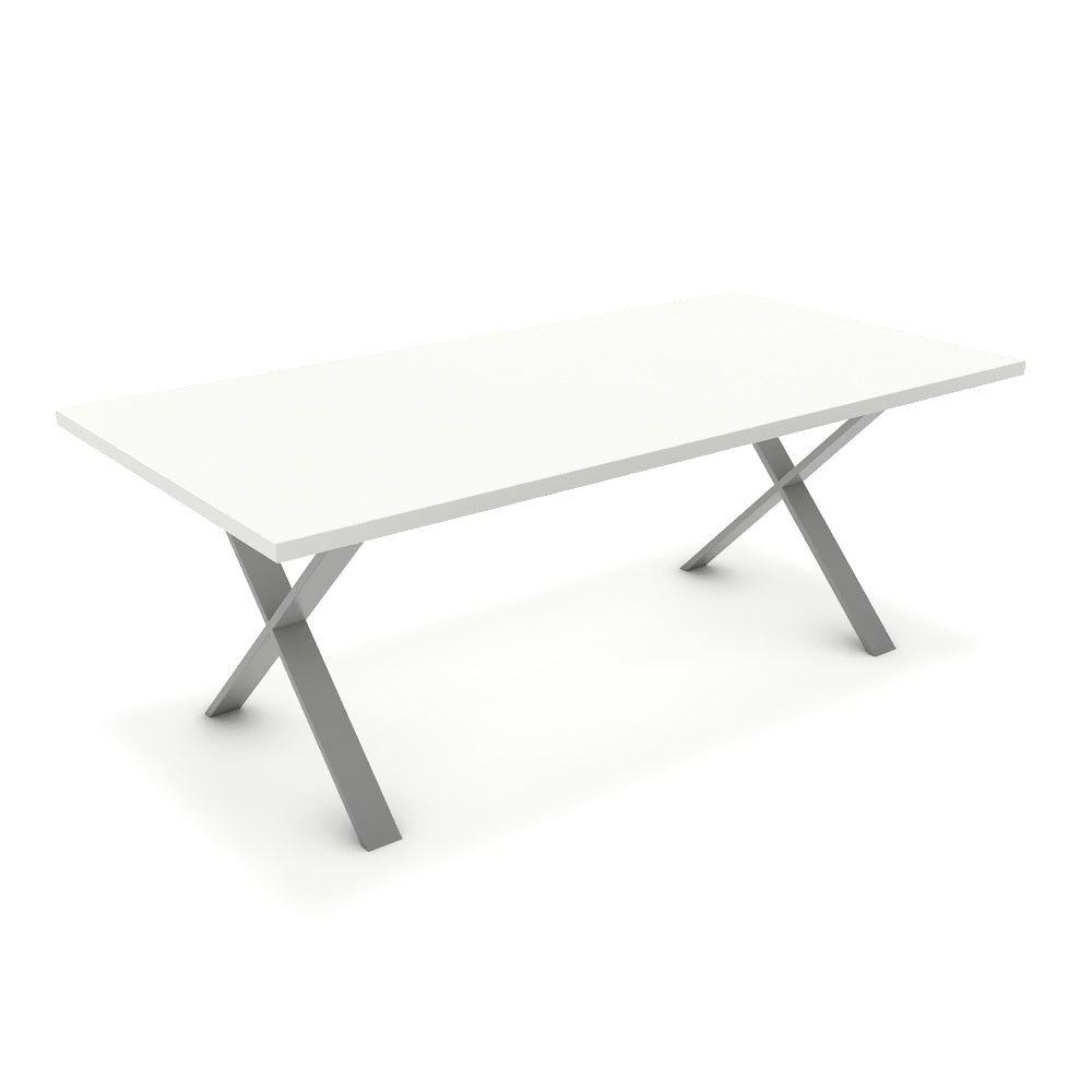 Étkezőasztal - Préma festett ezüst lábbal - Alpesi fehér, méret: 200x100