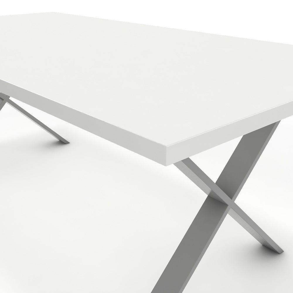 Étkezőasztal - Préma festett ezüst lábbal - Alpesi fehér, méret: 200x100