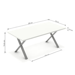 Étkezőasztal - Préma festett ezüst lábbal - Alpesi fehér, méret: 200x100