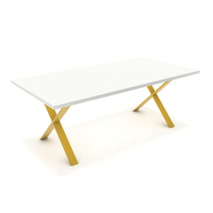 Étkezőasztal - Préma festett arany lábbal - Alpesi fehér, méret: 200x100