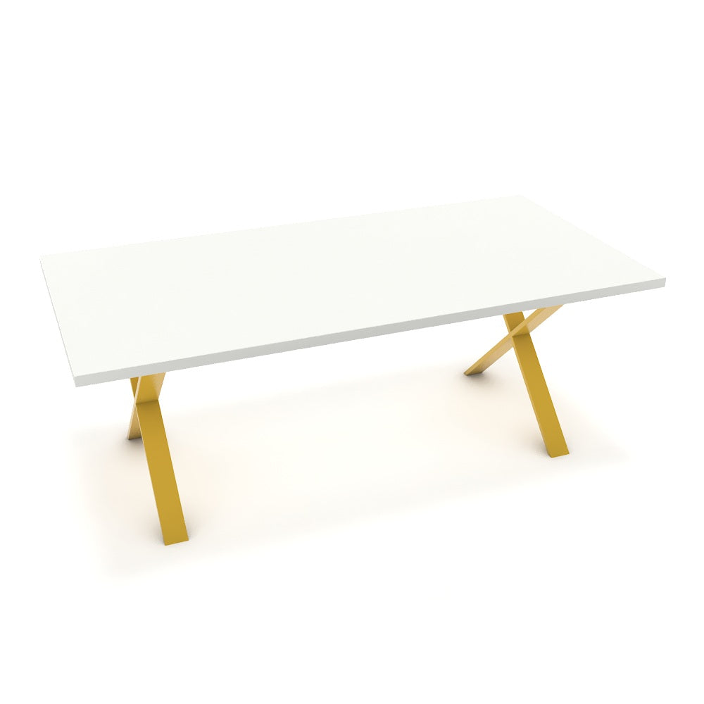 Étkezőasztal - Préma festett arany lábbal - Alpesi fehér, méret: 200x100