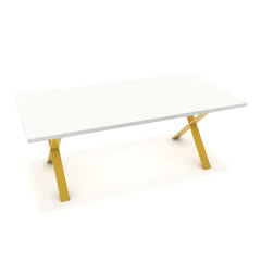 Étkezőasztal - Préma festett arany lábbal - Alpesi fehér, méret: 200x100