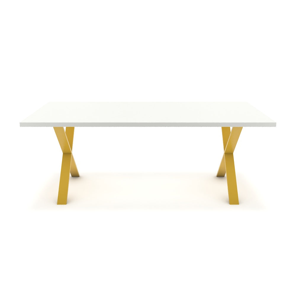 Étkezőasztal - Préma festett arany lábbal - Alpesi fehér, méret: 200x100