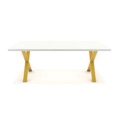 Étkezőasztal - Préma festett arany lábbal - Alpesi fehér, méret: 200x100