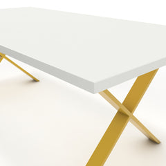 Étkezőasztal - Préma festett arany lábbal - Alpesi fehér, méret: 200x100