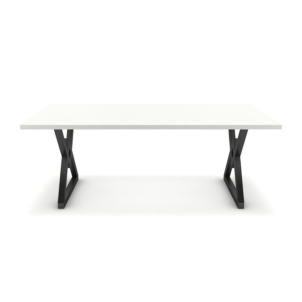 Étkezőasztal - Uttama fekete lábbal - Alpesi fehér, méret: 200x100