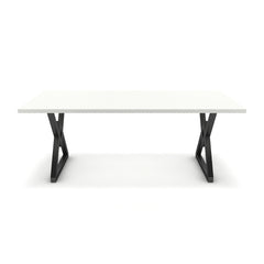 Étkezőasztal - Uttama fekete lábbal - Alpesi fehér, méret: 200x100