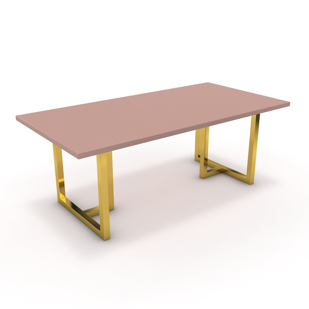 Étkezőasztal - Asara arany lábbal - Antik rózsaszín, méret: 200x100