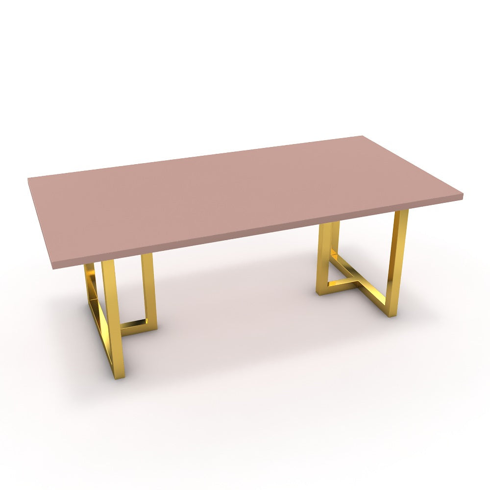 Étkezőasztal - Asara arany lábbal - Antik rózsaszín, méret: 200x100