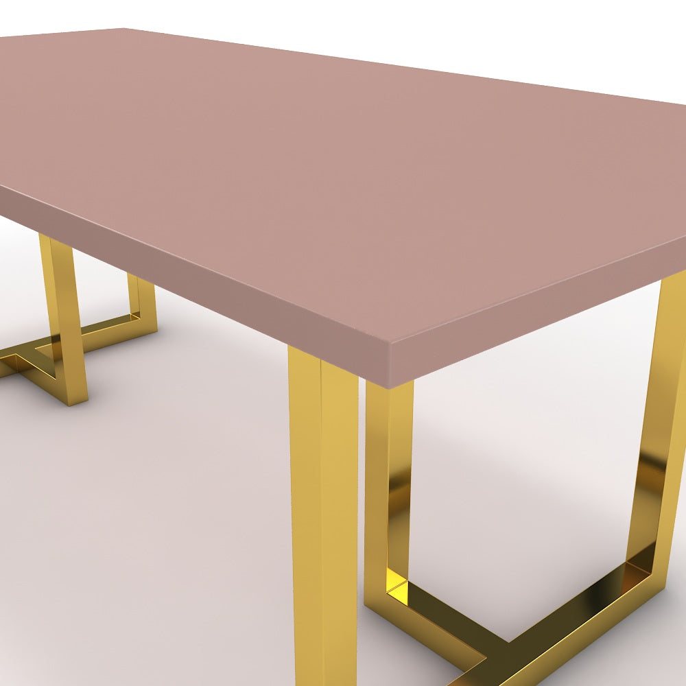 Étkezőasztal - Asara arany lábbal - Antik rózsaszín, méret: 200x100