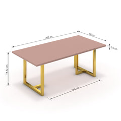 Étkezőasztal - Asara arany lábbal - Antik rózsaszín, méret: 200x100
