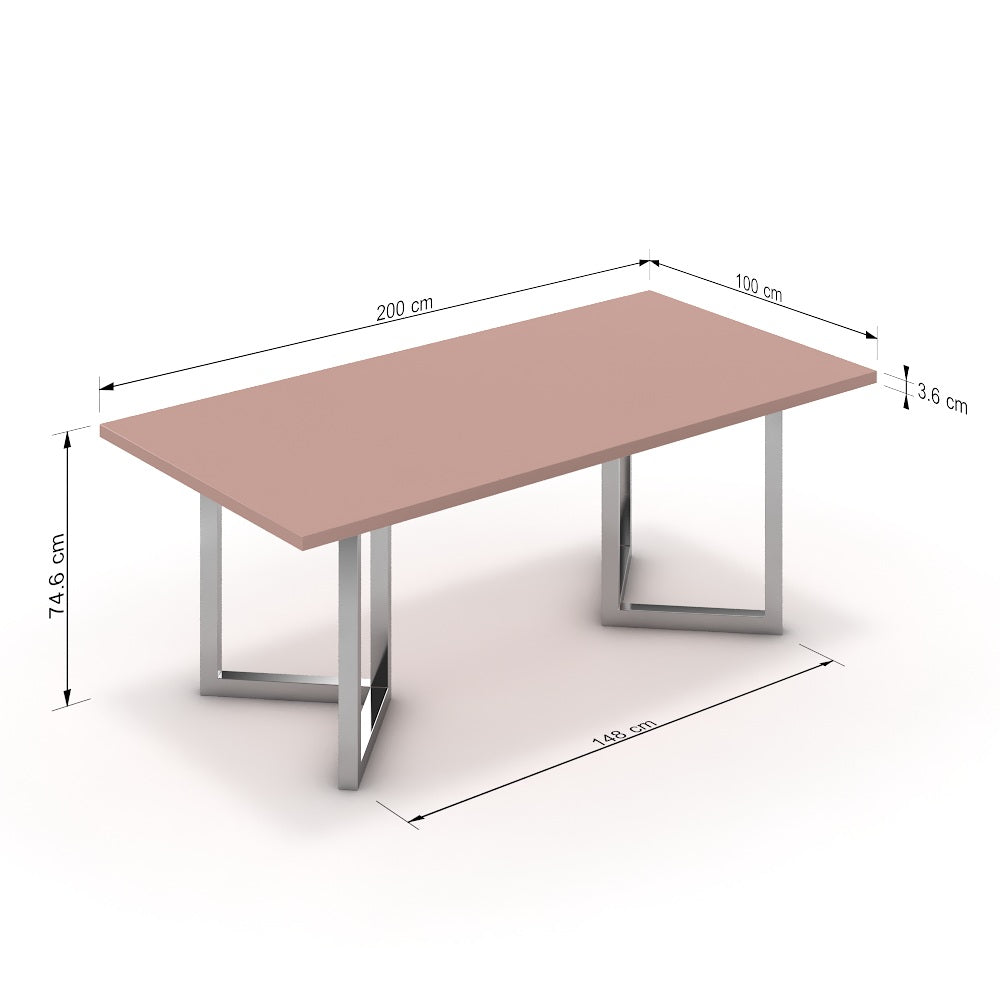 Étkezőasztal - Indra króm lábbal - Antik rózsaszín, méret: 200x100