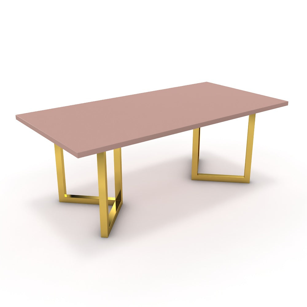 Étkezőasztal - Indra arany lábbal - Antik rózsaszín, méret: 200x100
