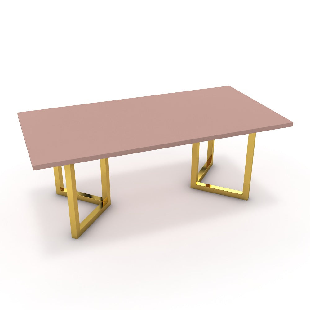 Étkezőasztal - Indra arany lábbal - Antik rózsaszín, méret: 200x100