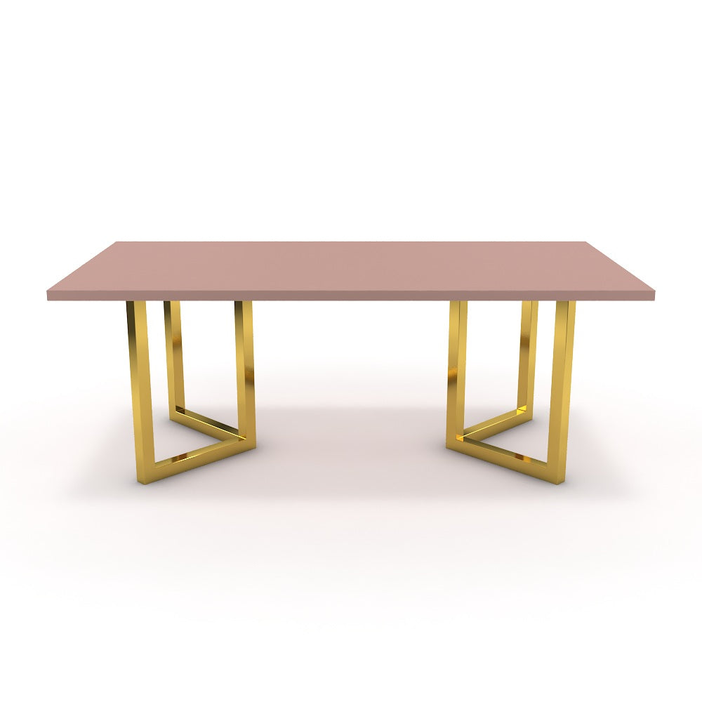 Étkezőasztal - Indra arany lábbal - Antik rózsaszín, méret: 200x100