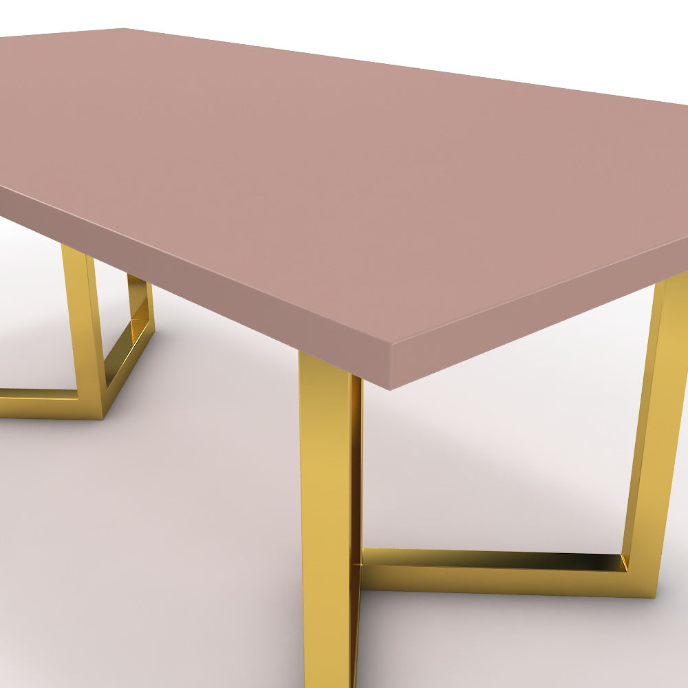 Étkezőasztal - Indra arany lábbal - Antik rózsaszín, méret: 200x100