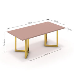 Étkezőasztal - Indra arany lábbal - Antik rózsaszín, méret: 200x100