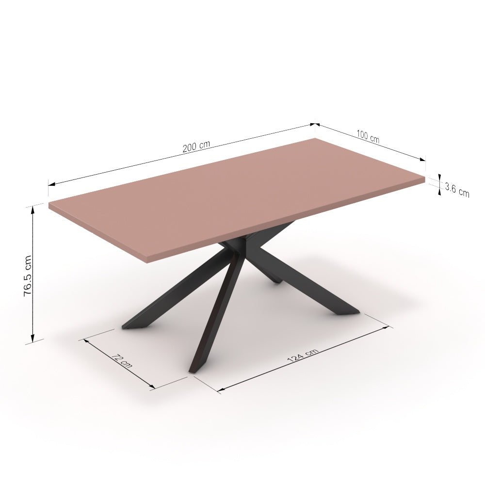 Étkezőasztal - Jama fekete lábbal - Antik rózsaszín, méret: 200x100