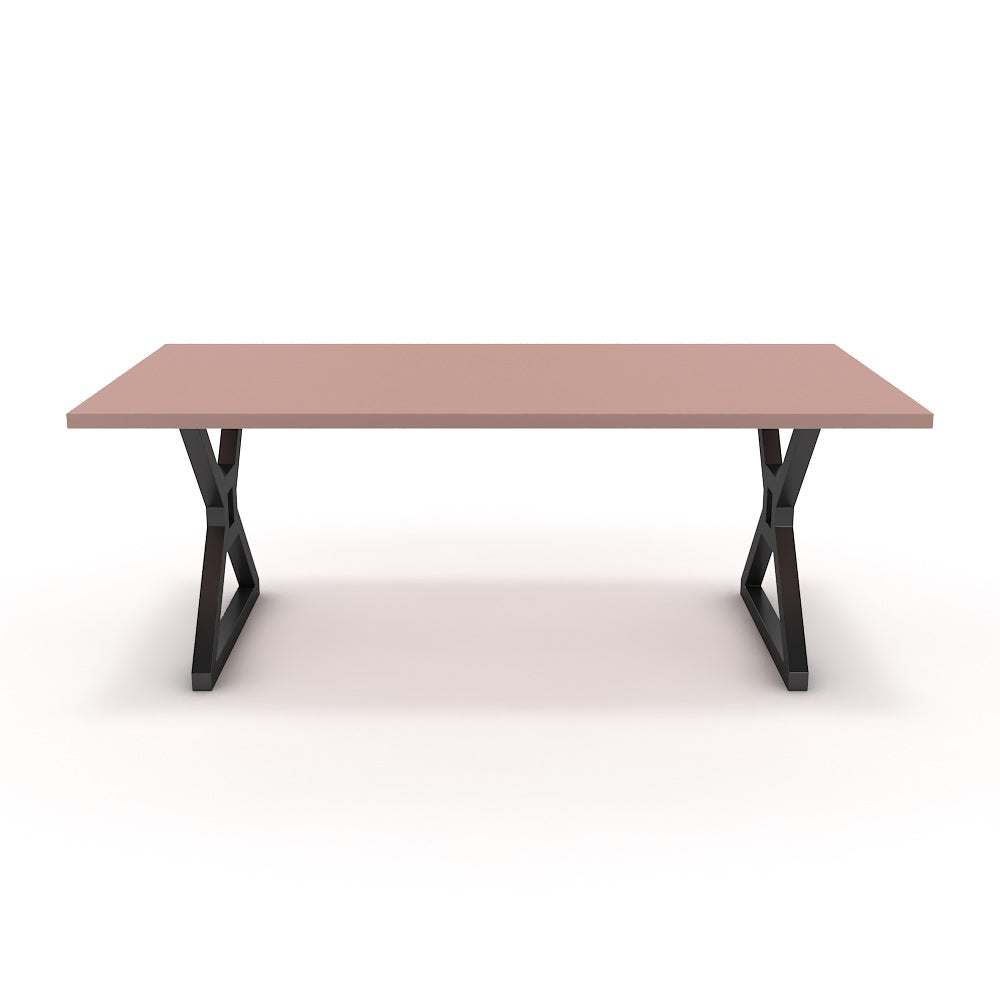 Étkezőasztal - Mandira fekete lábbal - Antik rózsaszín, méret: 200x100