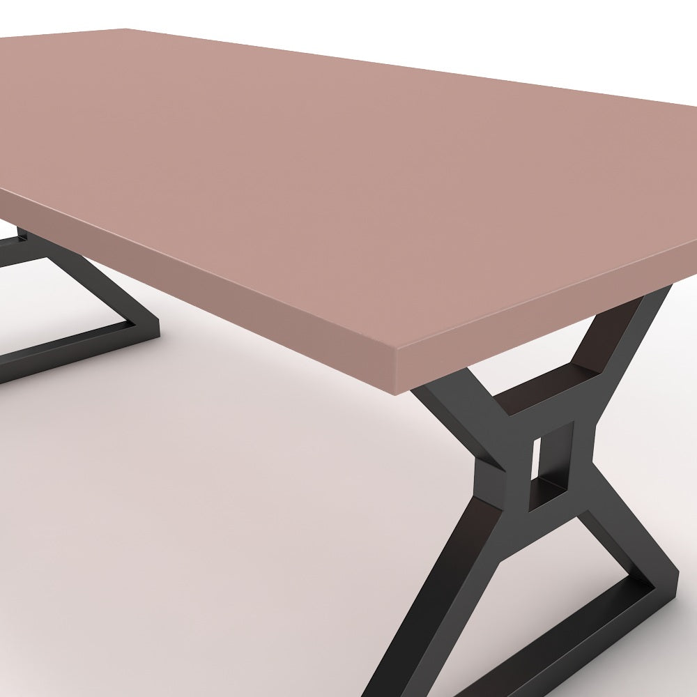 Étkezőasztal - Mandira fekete lábbal - Antik rózsaszín, méret: 200x100