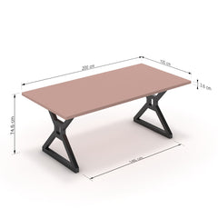 Étkezőasztal - Mandira fekete lábbal - Antik rózsaszín, méret: 200x100