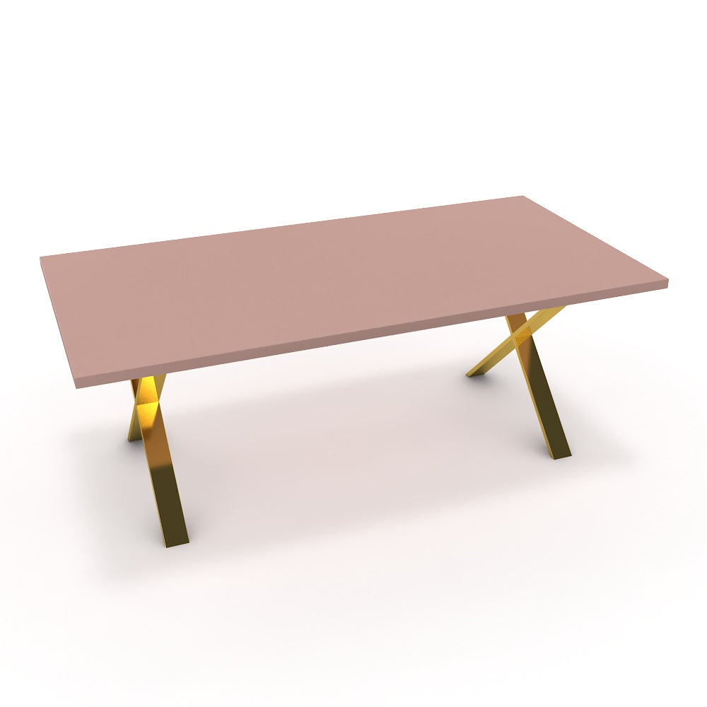 Étkezőasztal - Préma arany lábbal - Antik rózsaszín, méret: 200x100