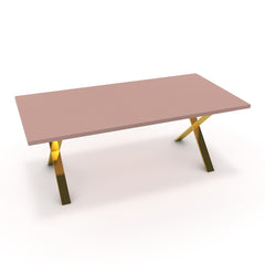 Étkezőasztal - Préma arany lábbal - Antik rózsaszín, méret: 200x100