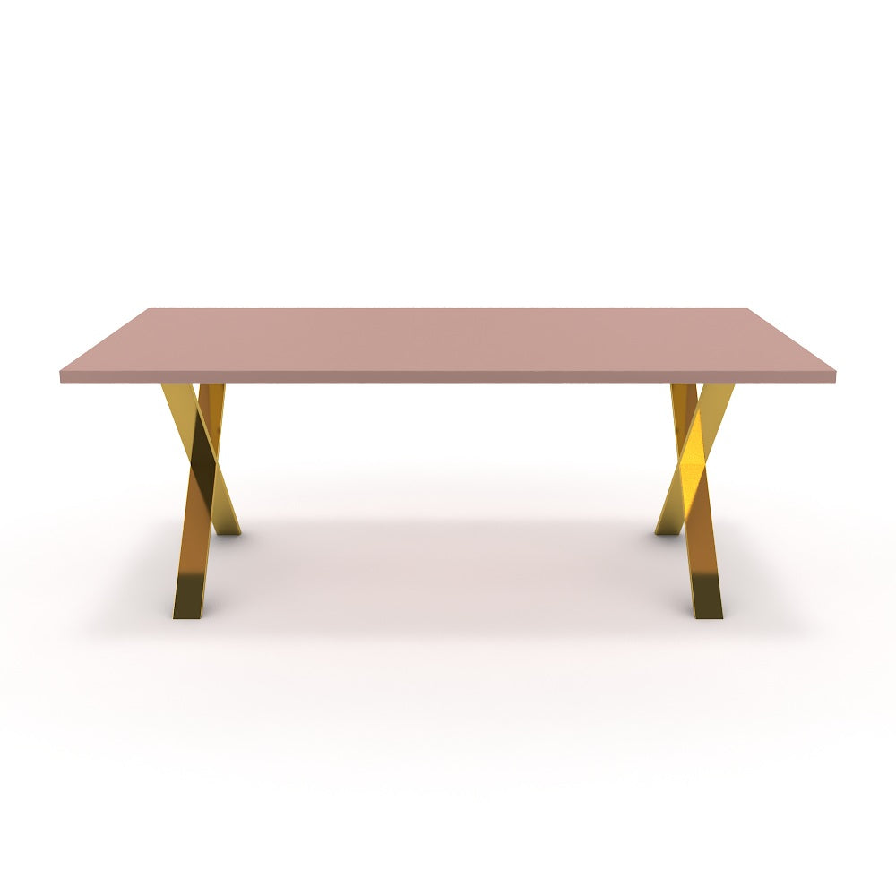 Étkezőasztal - Préma arany lábbal - Antik rózsaszín, méret: 200x100