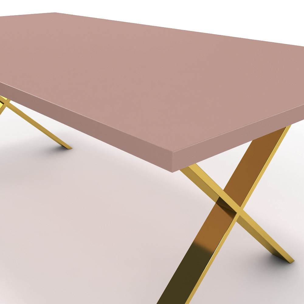Étkezőasztal - Préma arany lábbal - Antik rózsaszín, méret: 200x100