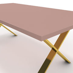 Étkezőasztal - Préma arany lábbal - Antik rózsaszín, méret: 200x100