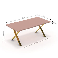 Étkezőasztal - Préma arany lábbal - Antik rózsaszín, méret: 200x100