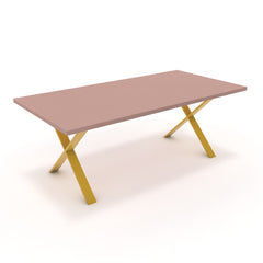 Étkezőasztal - Préma festett arany lábbal - Antik rózsaszín, méret: 200x100