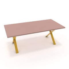 Étkezőasztal - Préma festett arany lábbal - Antik rózsaszín, méret: 200x100