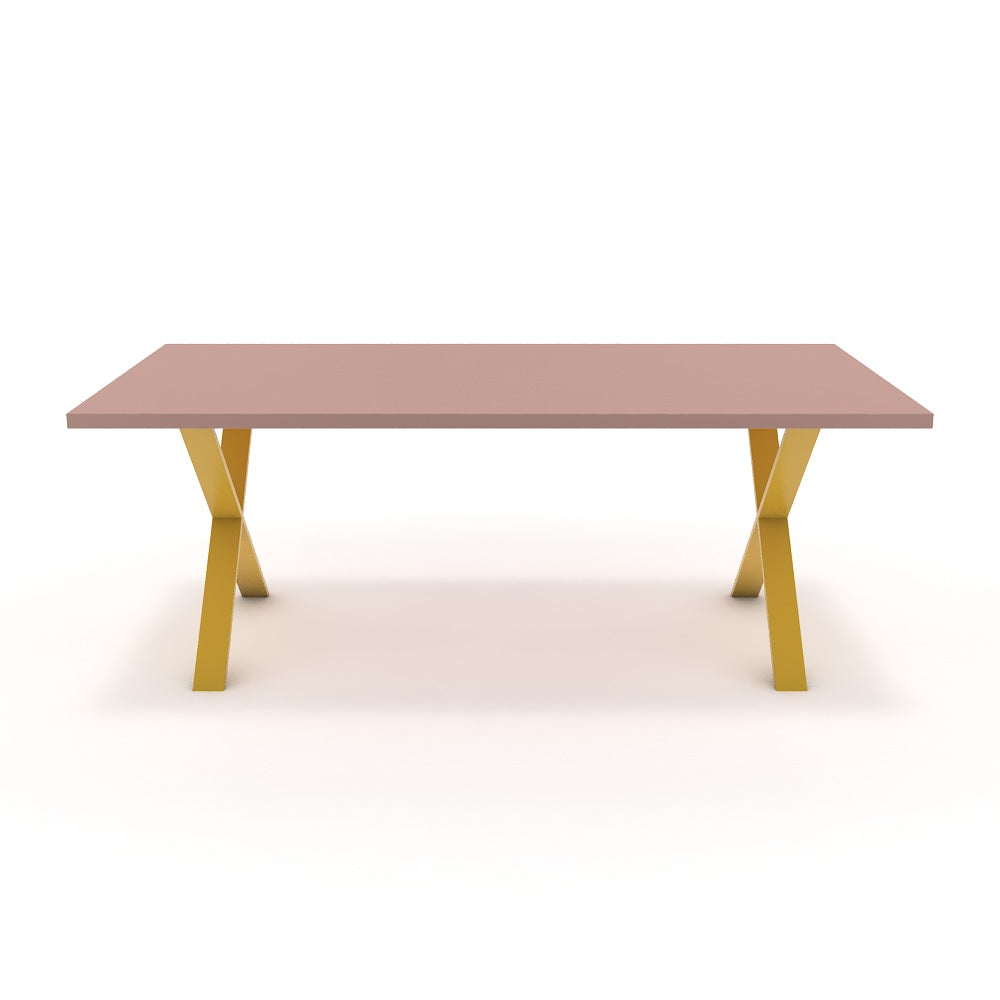 Étkezőasztal - Préma festett arany lábbal - Antik rózsaszín, méret: 200x100