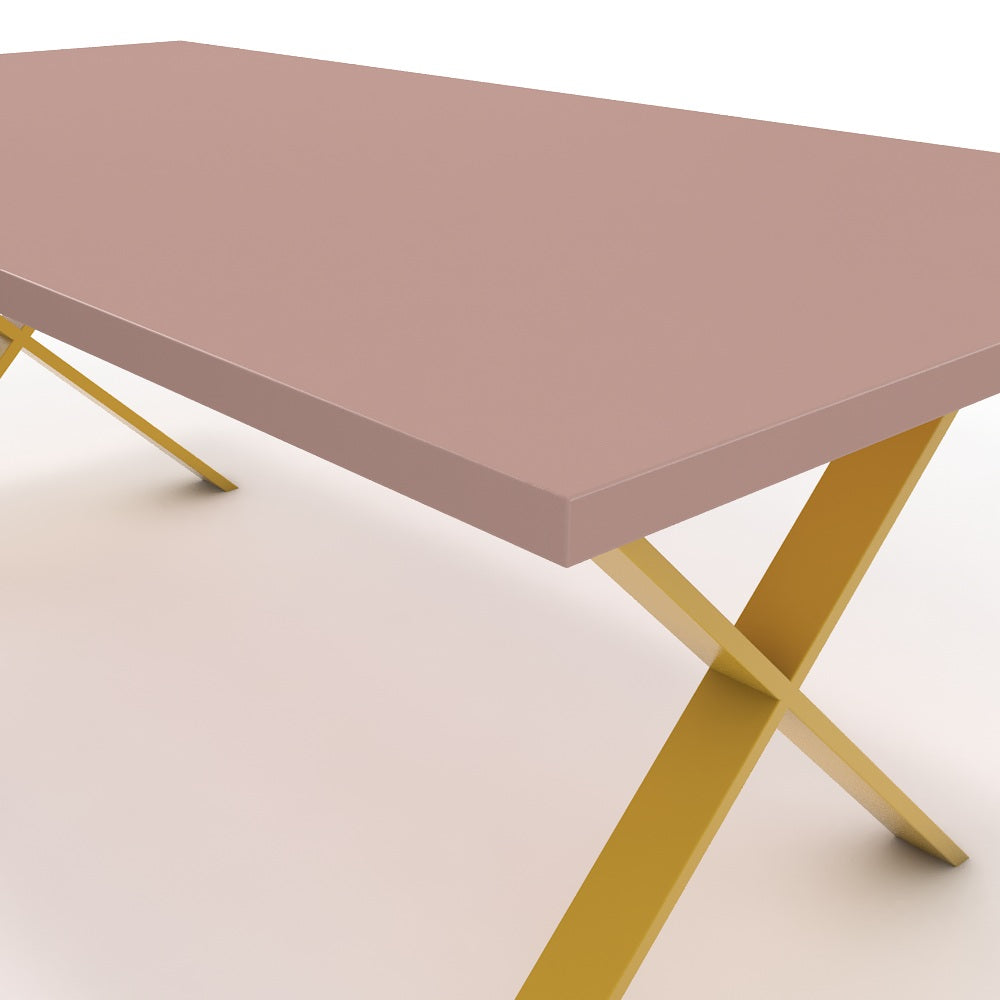 Étkezőasztal - Préma festett arany lábbal - Antik rózsaszín, méret: 200x100