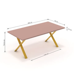 Étkezőasztal - Préma festett arany lábbal - Antik rózsaszín, méret: 200x100