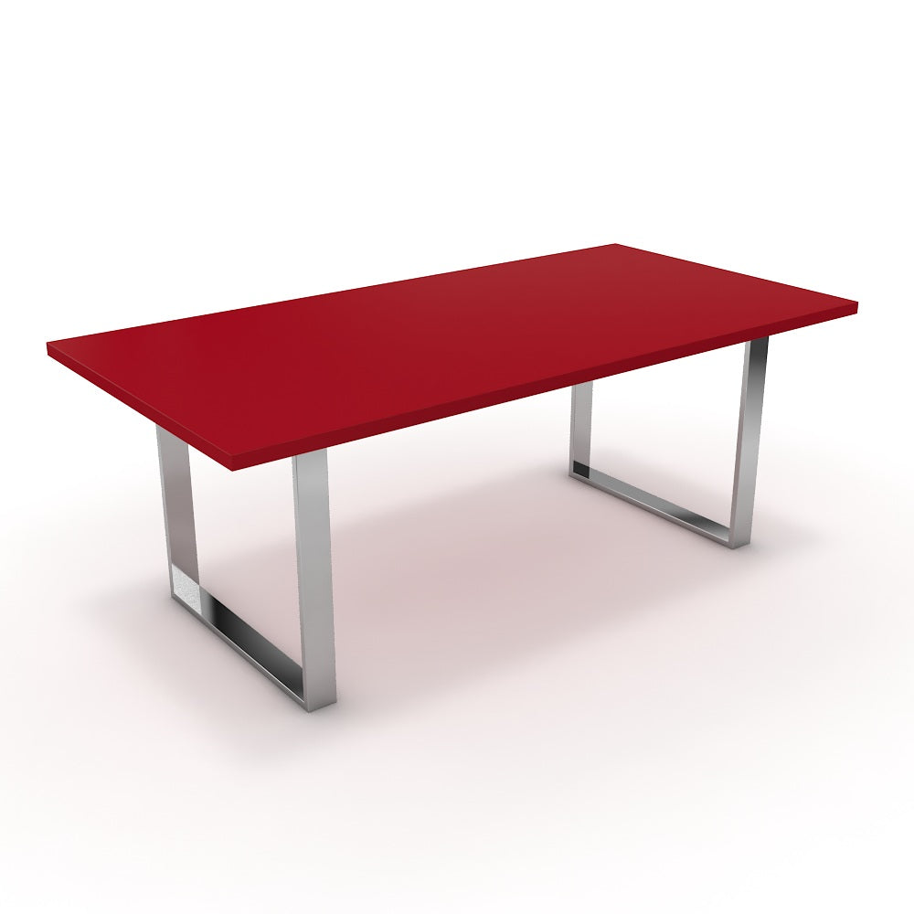 Étkezőasztal - Antara króm lábbal - Chilli piros, méret: 200x100