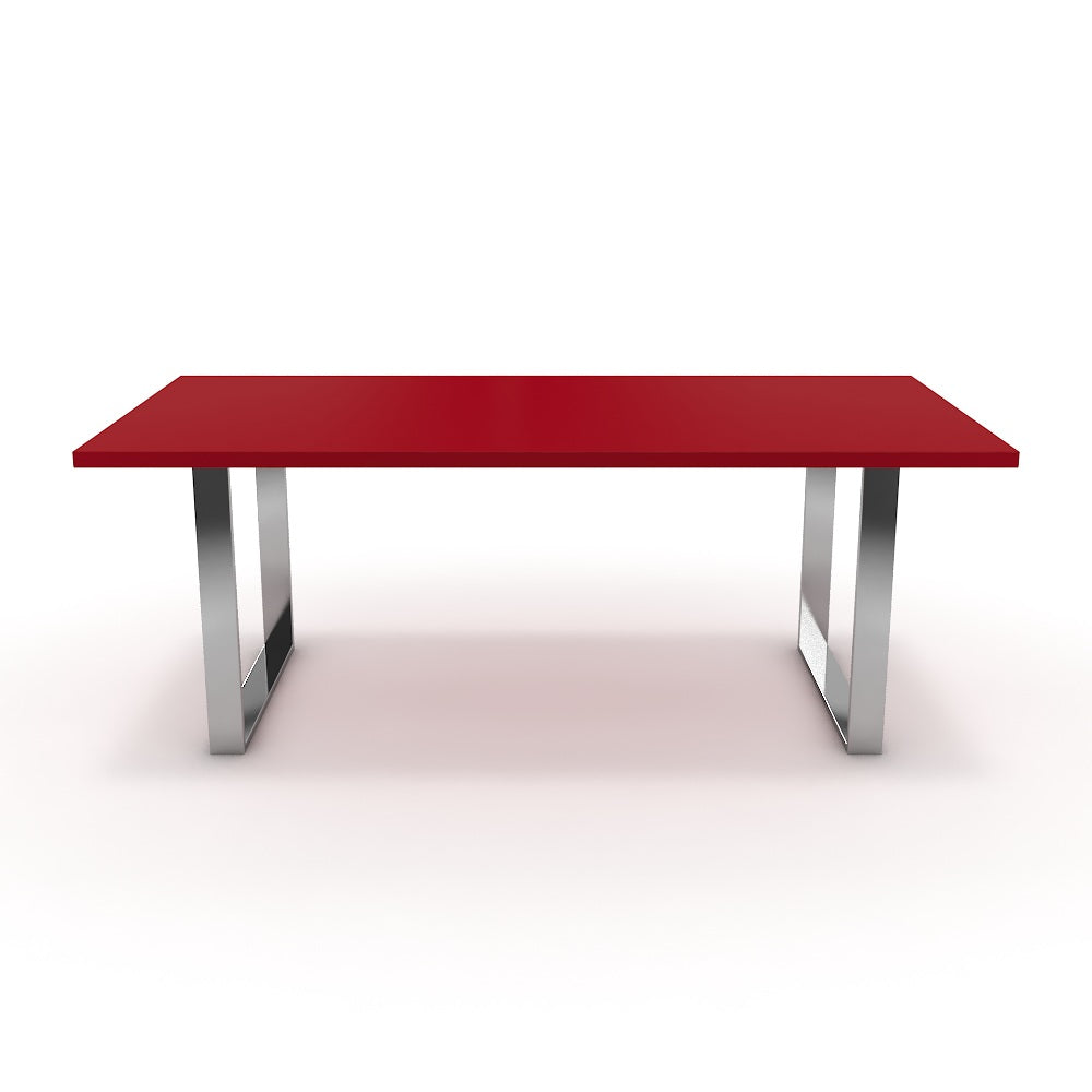 Étkezőasztal - Antara króm lábbal - Chilli piros, méret: 200x100