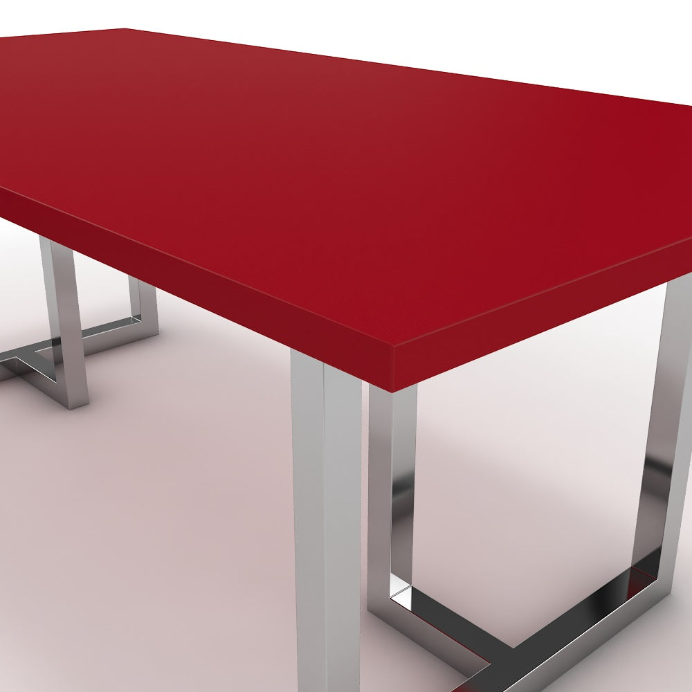 Étkezőasztal - Asara króm lábbal - Chilli piros, méret: 200x100