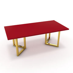 Étkezőasztal - Indra arany lábbal - Chilli piros, méret: 200x100