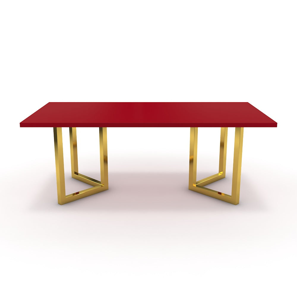 Étkezőasztal - Indra arany lábbal - Chilli piros, méret: 200x100