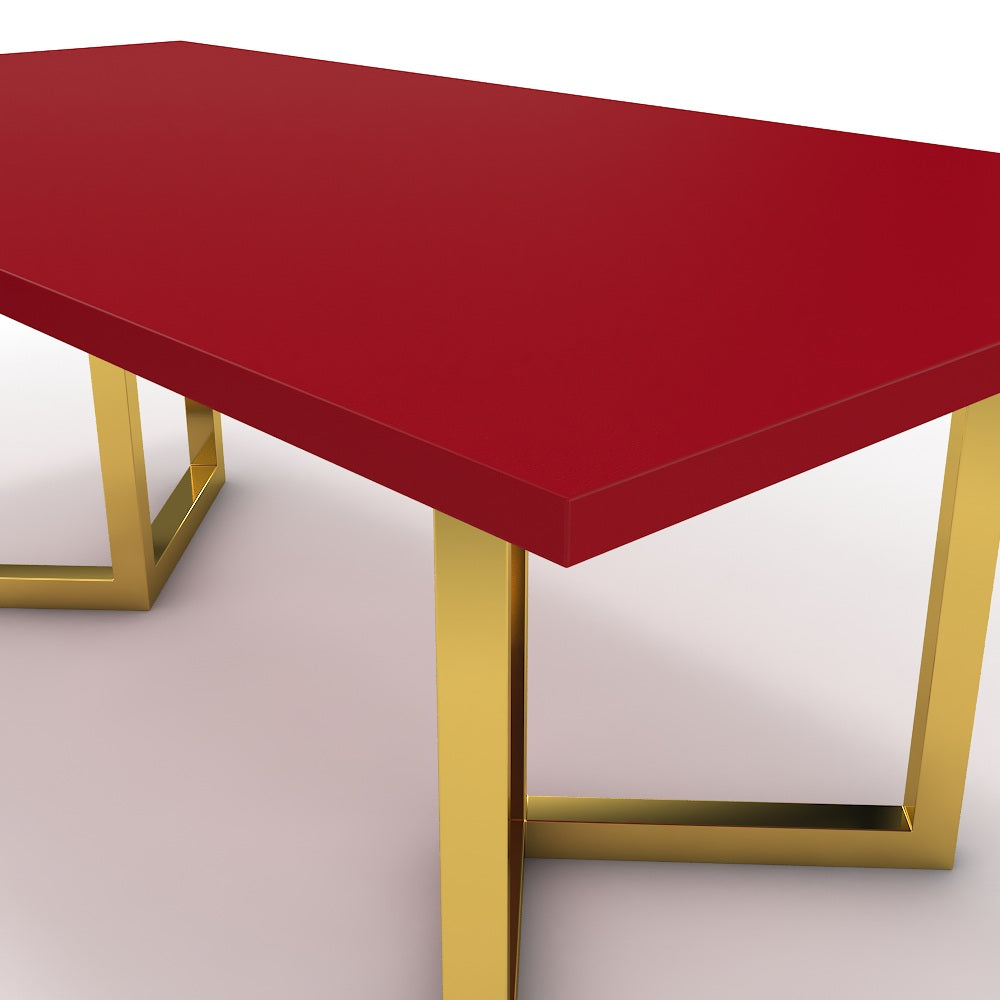 Étkezőasztal - Indra arany lábbal - Chilli piros, méret: 200x100