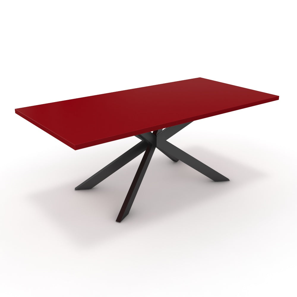 Étkezőasztal - Jama fekete lábbal - Chilli piros, méret: 200x100