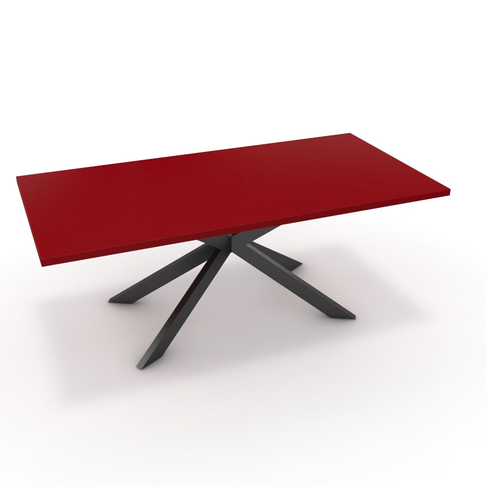 Étkezőasztal - Jama fekete lábbal - Chilli piros, méret: 200x100