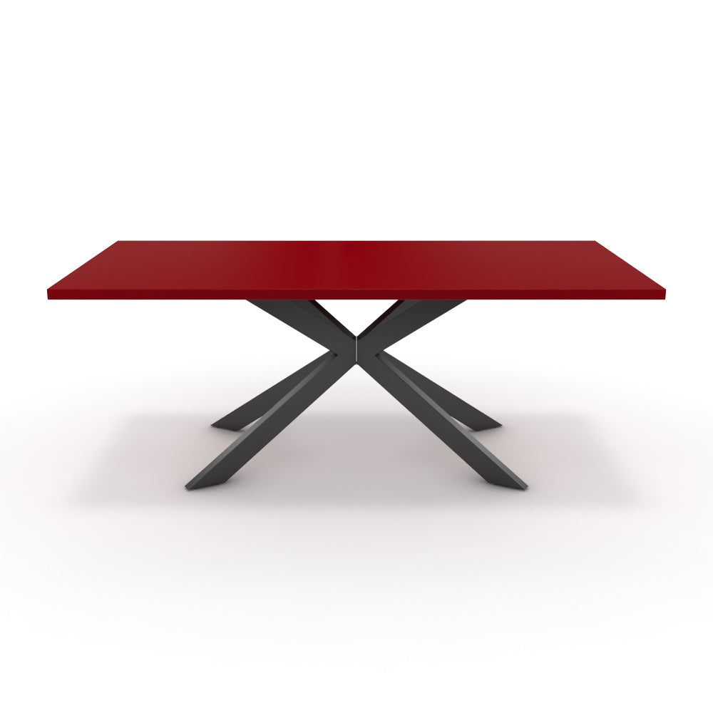 Étkezőasztal - Jama fekete lábbal - Chilli piros, méret: 200x100