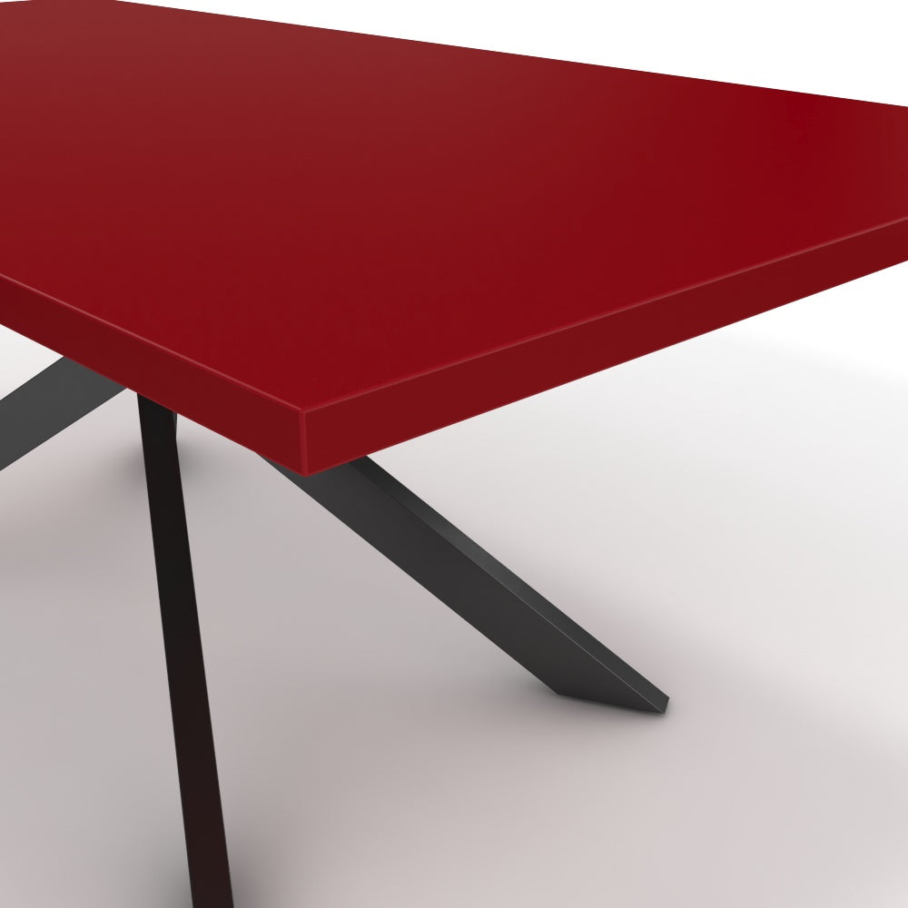 Étkezőasztal - Jama fekete lábbal - Chilli piros, méret: 200x100